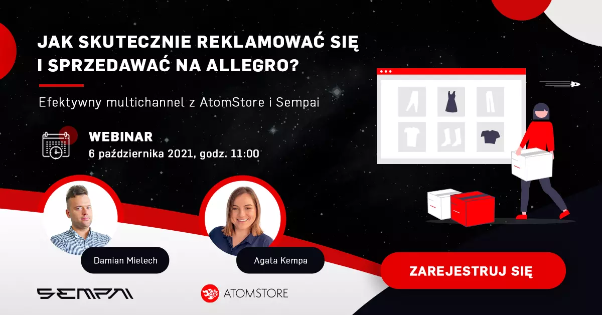 zaproszenie na webinar o reklamowaniu się na allegro z atomstore